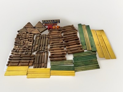 Vintage Lincoln Logs Lot 113 Pieces Western Cavalry Fort Wood Waldorf Montessori