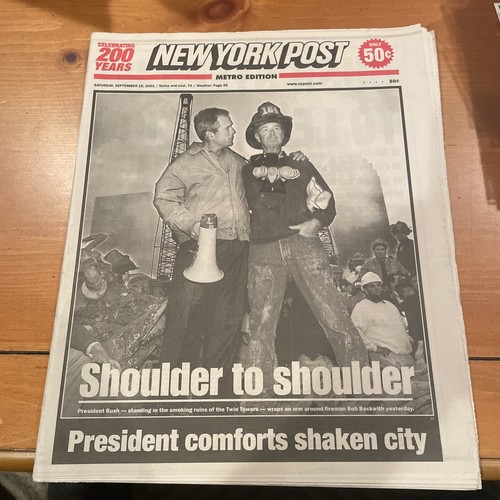 George W, Bush, Schulter an Schulter, New York Post, 9.-11, 15. September 2001