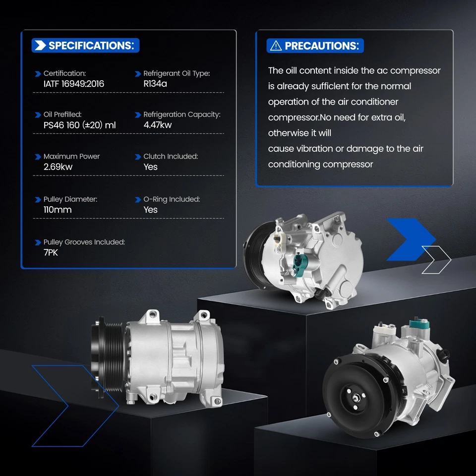 AC A/C Air Compressor CO11178JC For Toyota Camry 2007-2009 RAV4 Brand New OEM - Изображение 3 из 4