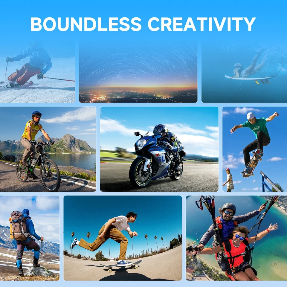 Action Camera 4K WiFi Sport Kamera 40MP 170° EIS Unterwasserkamera 30M Camcorder - Bild 3 von 4