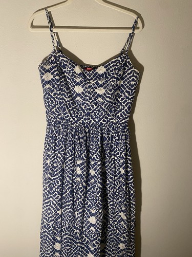 Maxi Vestido Betsy Johnson Talla 6 Sin Mangas Lino Mezcla Algodón - Imagen 4 de 7
