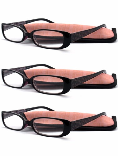 Reading Glasses Lightweight Travel Pack Three (3) Pairs Women Pink Spring Hinged - Picture 1 of 4