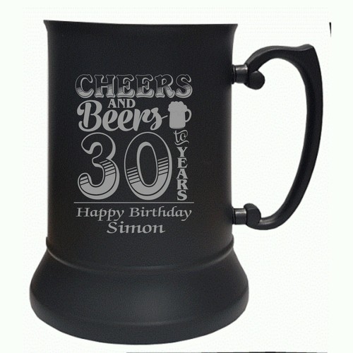 Personalised Birthday Tankard Silver or Black 500ml 18 21 30 40 50 60 70 80 90 - Picture 15 of 21