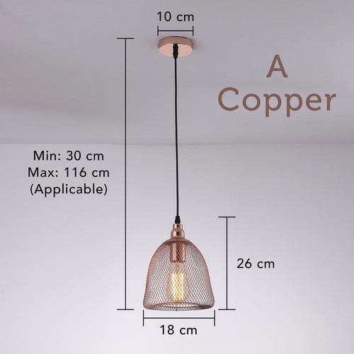 Hanging Ceiling Light Fitting Mesh Shades Pendant Living Room Light LED Bulb A+ - Imagen 3 de 16