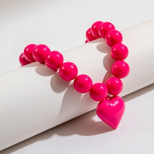 Exaggerated Round Bead Heart Pendant Necklace Collar Necklace for Women - Picture 5 of 17