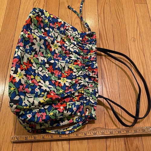 Kate Spade New York Nylon Navy Floral Drawstring Tote Shoulder Handbag - Picture 3 of 6