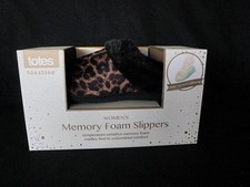 TOTES WOMEN MEMORY SENSITIVE FOAM COMFORT HOUSE SLIPPERS BLACK BROWN MED LRG XL