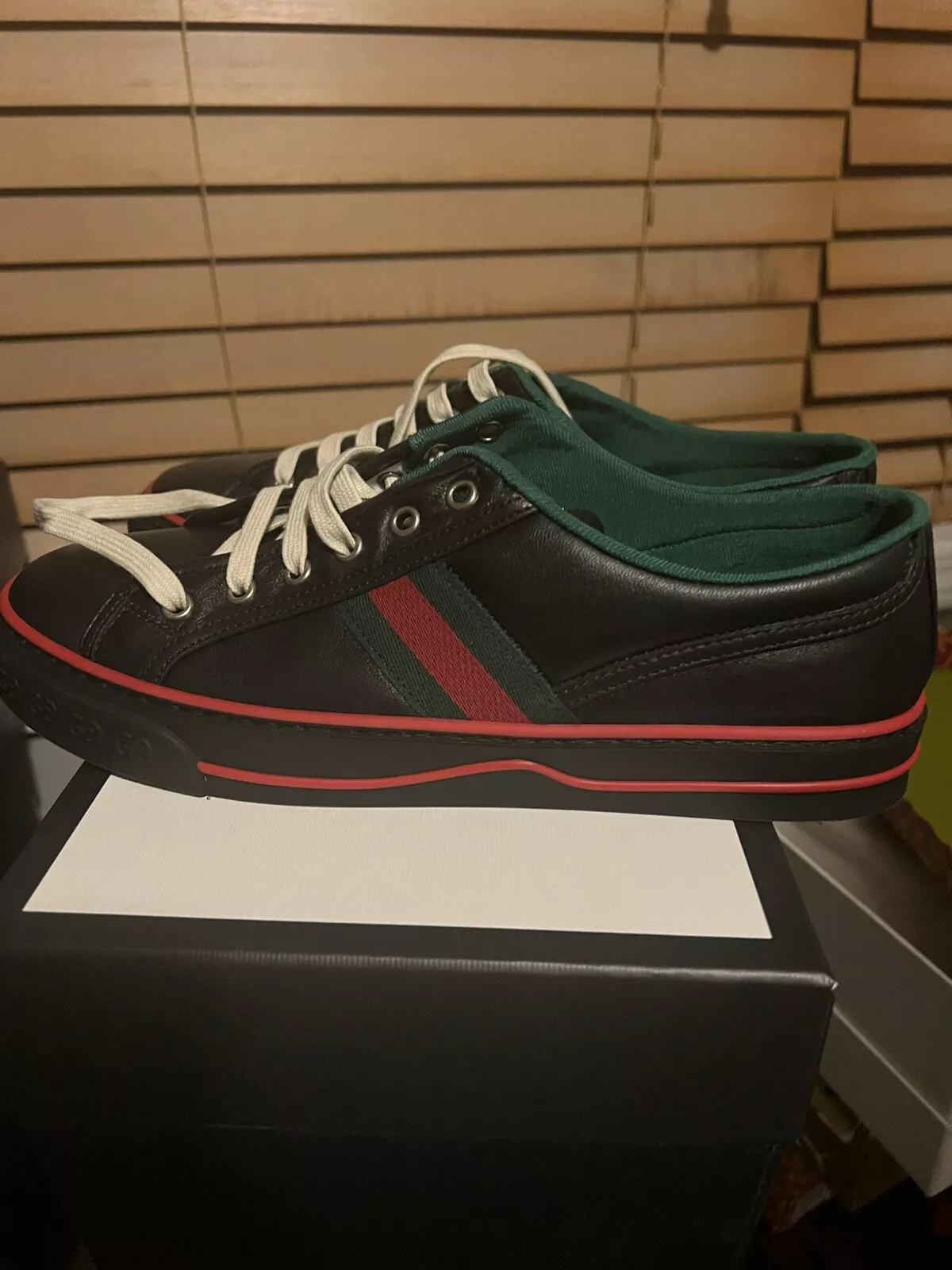 Baskets de tennis Gucci Leather Web 1977   Taille 41