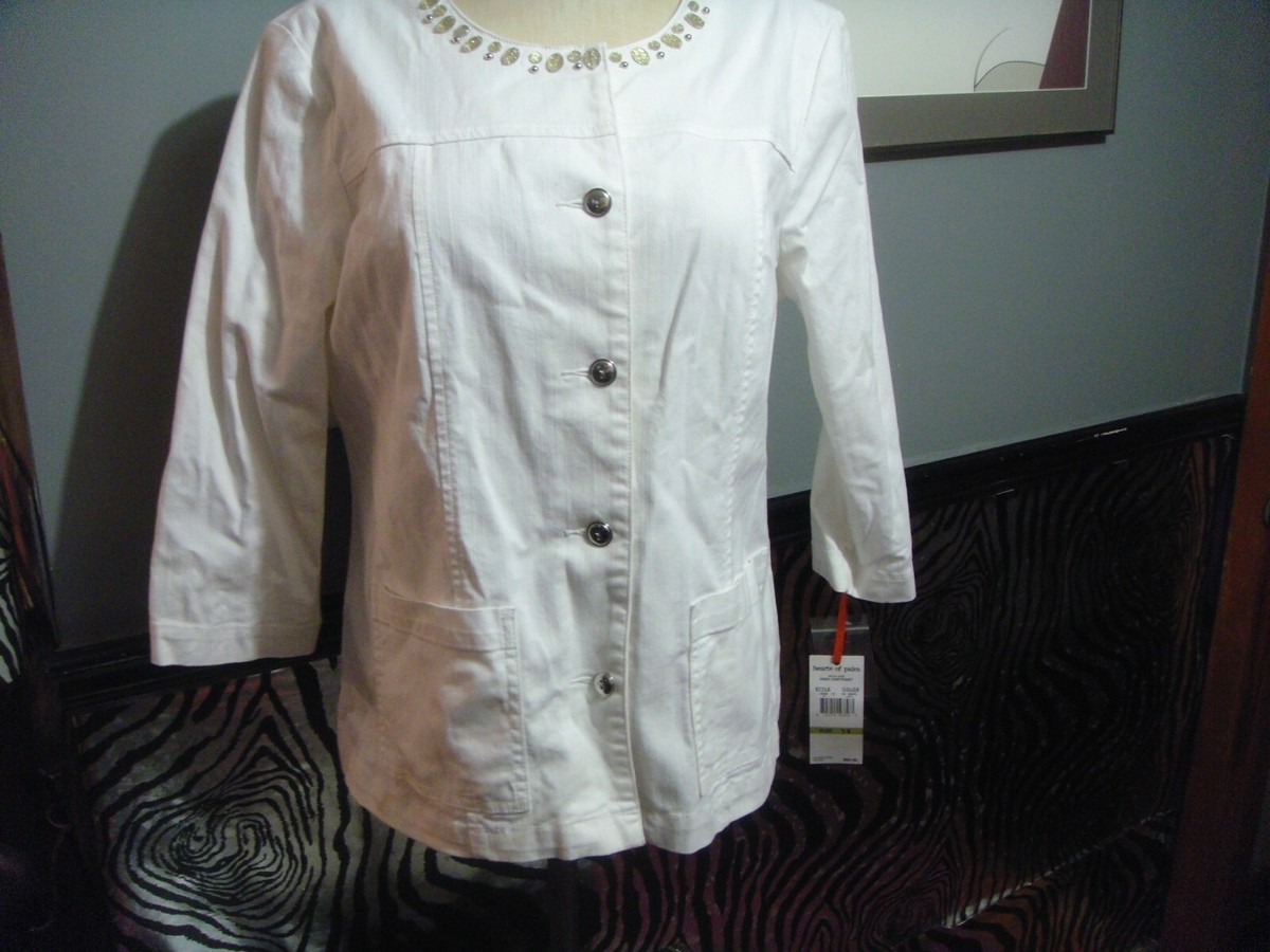 Womens 14 Hearts of Palm white lightweight denim jean jacket