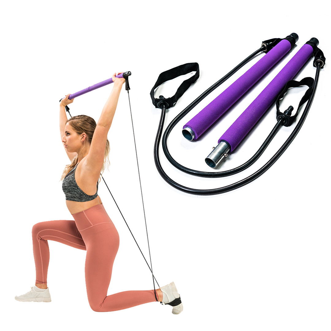 Barra de Pilates con Banda de Resistencia - Barra de Ejercicio Ajustable Gimnasio en Casa UK STOCK