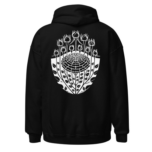 White Rose Bush Hoodie Back Print Flowers Julie De Graag Heavy Hooded Sweatshirt - Picture 2 of 4