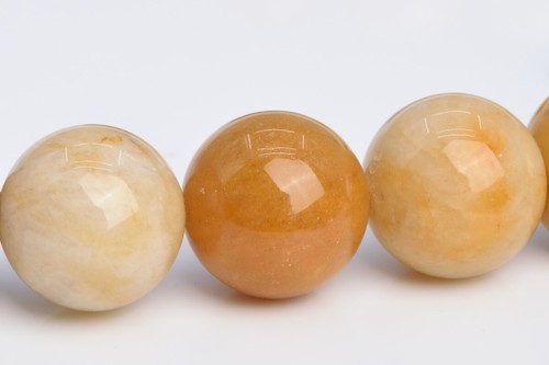 Cuentas sueltas redondas de piedras preciosas grado AAA de jade amarillo natural de 15 mm - Imagen 4 de 4