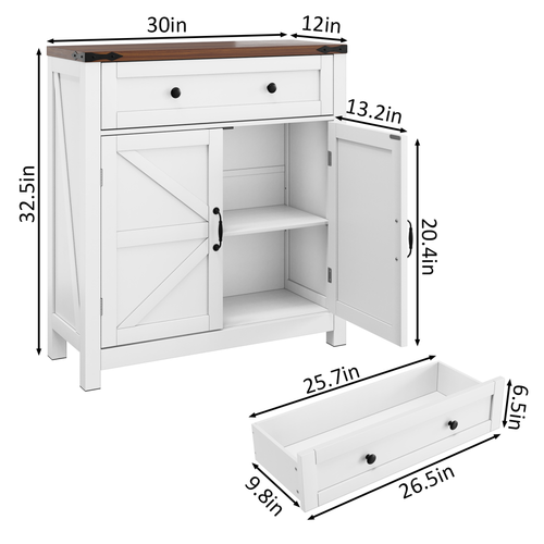 Farmhouse Storage Cabinet, Kitchen Cabinet, Modern Coffee Bar Console Cabinet - Picture 16 of 28