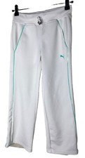 PUMA Elastic Waist Polyester Jogging Pants White Green Girls Size S
