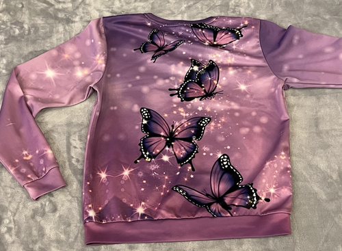 Unbranded XL Youth Purple Butterfly Galaxy Pullover Sweater crew neck - Picture 4 of 4