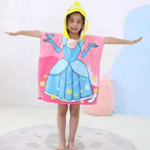 Princess Kids Hooded Towel for Toddler Girls Soft and Absorbent Poncho Hooded Ki - Picture 4 of 12