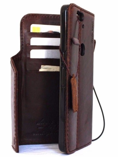 vintage genuine full leather case fit Huawei Nexus 6P wallet cover book magnet R - Picture 2 of 7