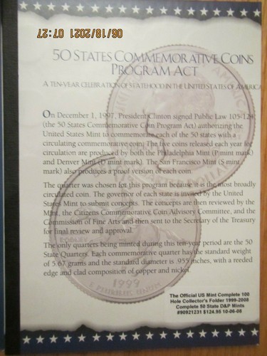 COMPLETE Washington State Quarter Book Folder 1999 to 2008 Both P&D Mints SUPER - Picture 8 of 11