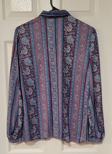 Camicia vintage Fire Islander donna viola con bottoni colletto 14 blusa vintage - Foto 3 di 3