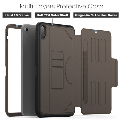 For iPad 5/6/7/8/9/10th Gen Air Pro 11 13 Smart Magnet Cover Rotating Stand Case - Picture 42 of 56
