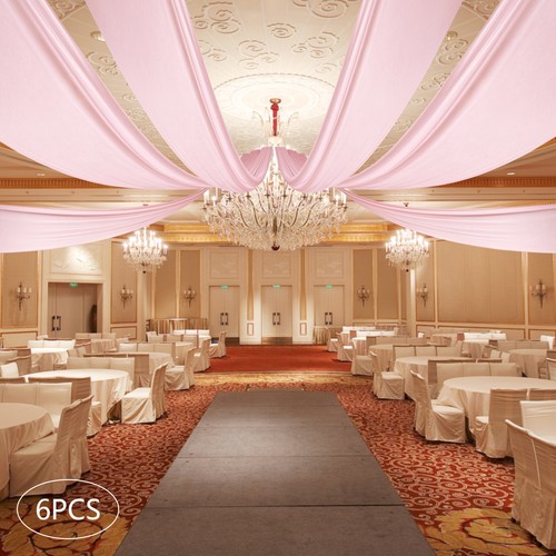 6pcs 5 x 20ft / 30 ft Premium Sheer Voile Ceiling Curtain Drapes Wedding Party！ - Bild 9 von 78