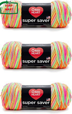 Red Heart Super Saver Yarn, 3 Pack, Day Glow 3 Count