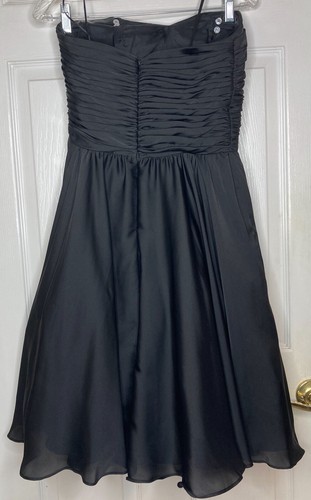 Women ML MONIQUE LHUILLIER Bridesmaid Black Strapless Pleated Short Dress Sz 4 - Picture 3 of 4