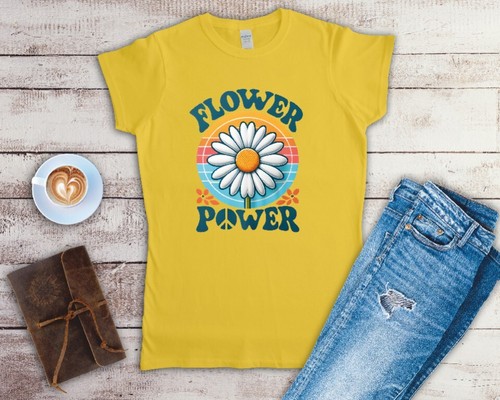 Flower Power Ladies Fitted T Shirt Sizes Small-2XL - Picture 4 of 17