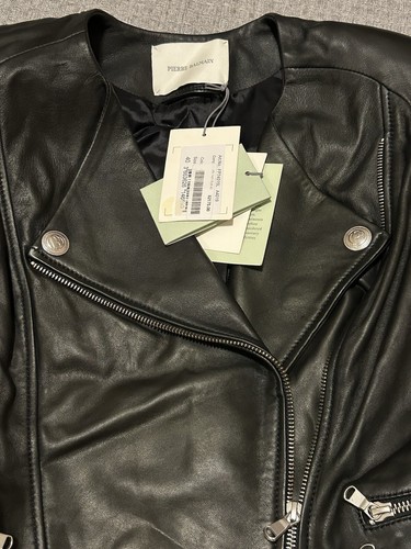 Pierre Balmain Short Sleeve Leather Jacket NWT size 40 - Picture 7 of 19