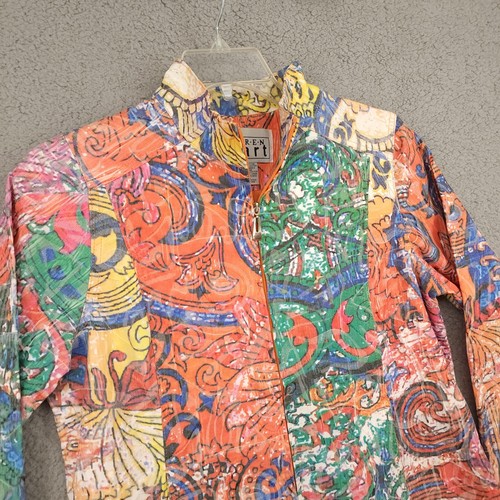 Vintage Keren Hart Floral Print Tapestry Womans Jacket Size Large Colorful Art - Picture 2 of 9