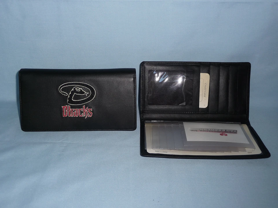 ARIZONA DIAMONDBACKS  Embroidered Leather CHECKBOOK   New in Tin Box!    black + - Image 4 of 4