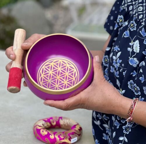 Juego completo de cuenco tibetano Flower of Life, meditación, yoga, atención plena - Imagen 8 de 15