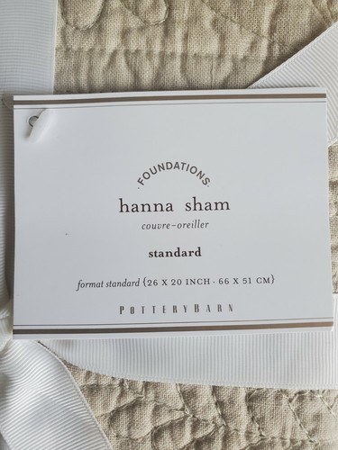 Pottery Barn Foundations Hannah Quilted Linen Pillow Sham Standard - Picture 4 of 12