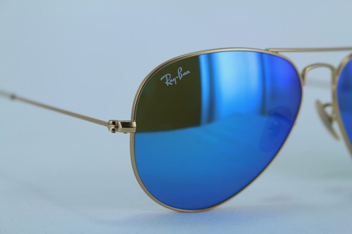 Ray-Ban RB3025 112/17 Gold Aviator Blue Mirrored Non-Polarized 55mm Sunglasses - Picture 4 of 10