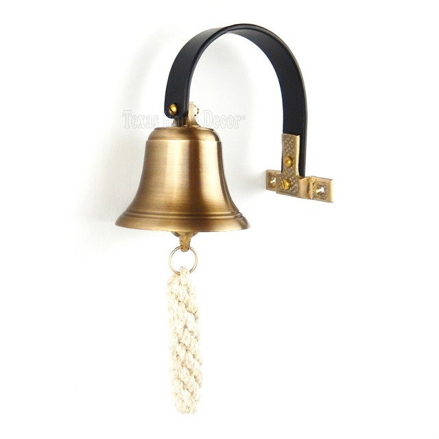 Brass Shopkeeper's Bell Antique Style Door Entry Dinner Bell Wall Mounted Brass Shopkeeper's Bell Antique Style Door Entry Dinner Bell Wall Mounted