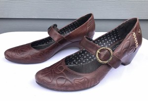 Pikolinos-Women-039-s-Brown-Leather-Mary-Janes-Heel-Sandals-Size-US-8-5-9-EU-39