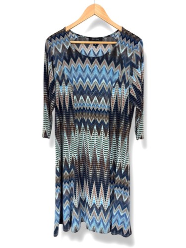 Karen Kane Blue Mixed Chevron Prints Swing Dress Size 2X 18 20 Plus All-Season - 第 3/7 張圖片