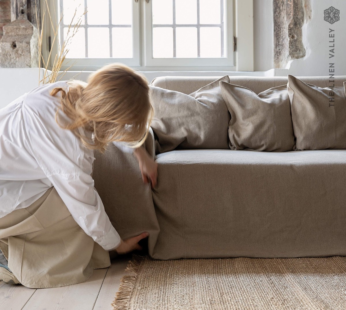 Heavy rustic linen couch cover linen sofa cover linen drop cloth