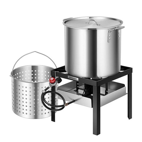 65QT Turkey Deep Fryer Aluminum Seafood Boil Pot with 110000BTU Propane Burner