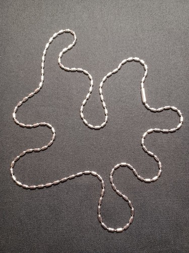 30" Silver Stainless Steel 2.4mm Bar Bead Fashionable Necklace Dog Tag Chain - Picture 3 of 6
