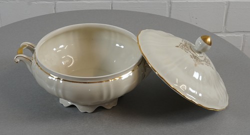 Fürstenberg Brunsviga Terrina Cuenco con Tapa Borde Dorado Marfil Art Déco - Imagen 5 de 7