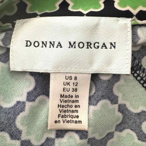 Donna Morgan Green Navy Button Up Collared Geometric Mini Dress Size US 8 - Picture 8 of 9