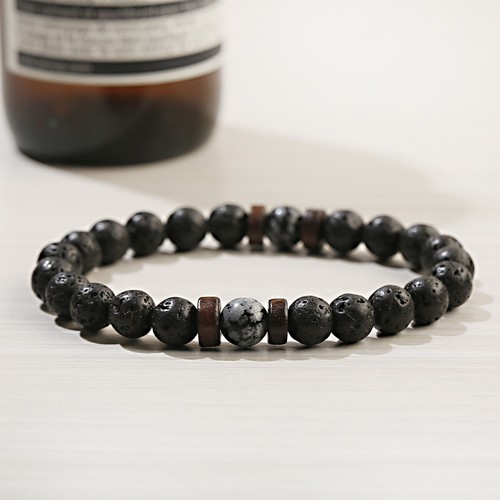 8mm Tiger Eye Lava Stone Healing Bracelets Natural Wood Bracelet for Men Women - Picture 39 of 42