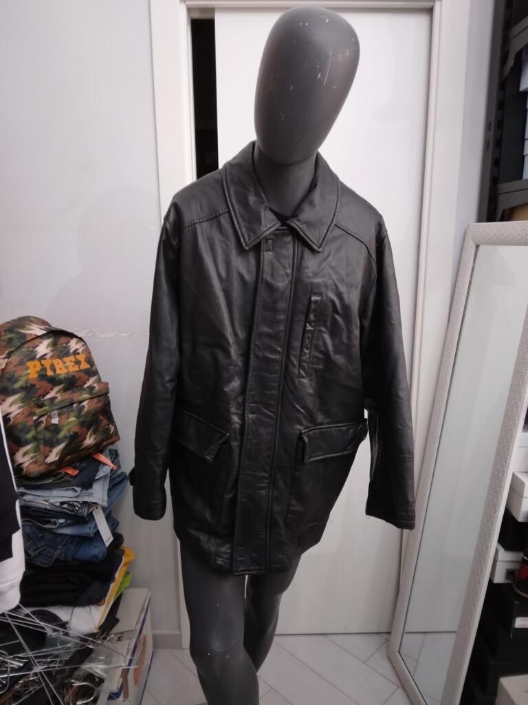 Real Leather Jacket Used Men Size 56 Black XYC707L Real Leather Jacket Used Men Size 56 Black XYC707L