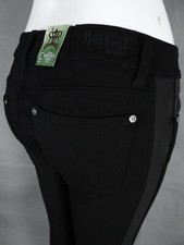 Women's Premium Black Thick Stretch Pants Faux Leather Design 4 Pockets