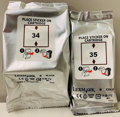 Nuevos cartuchos de tinta genuinos Lexmark 34 35 2PK serie X X2500 serie Z Z1300 Z1310 - Imagen 2 de 3