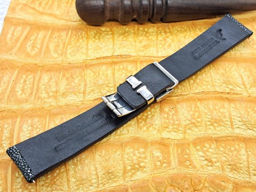 22 mm/20 mm Poliertes Stachelrochenleder Uhrenband Maßgeschneidert Vintage Exotisches Leder - Bild 10 von 13