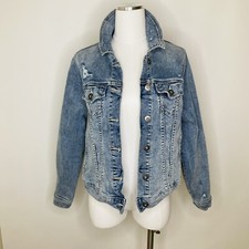 Torrid Distressed Denim Jean Jacket Size 00 Plus Size Light Wash Button