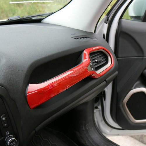 Red Co-pilot Dashboard Handle Cover Trim Accessories For Jeep Renegade 2015-2020 - Foto 3 di 8