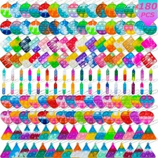 Pop Fidget Keychain Mini Fidget Toys Bulk 180 Pack Party Favors for Kids 3-5 4-8